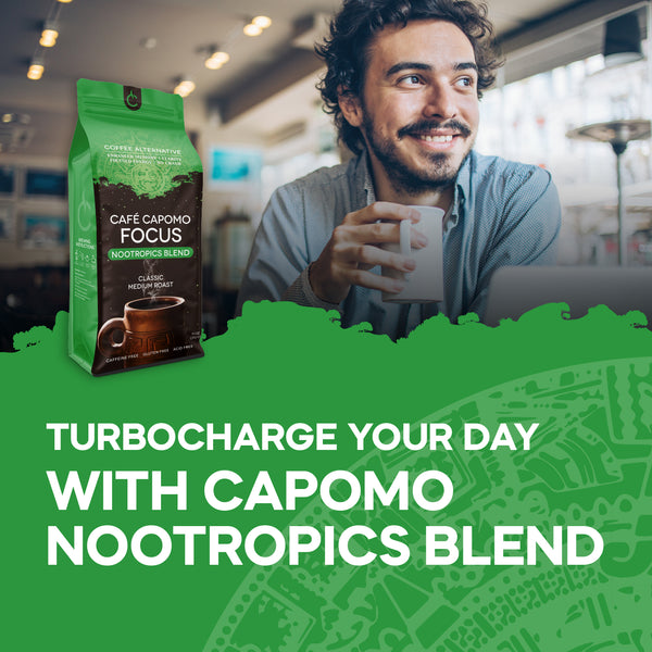 Cafe Capomo Focus - Nootropic Blend -Coffee Alternative, Maya Nut Herb